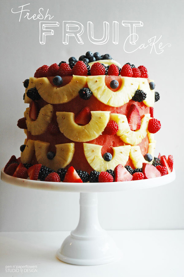 bolo para bodas de frutas
